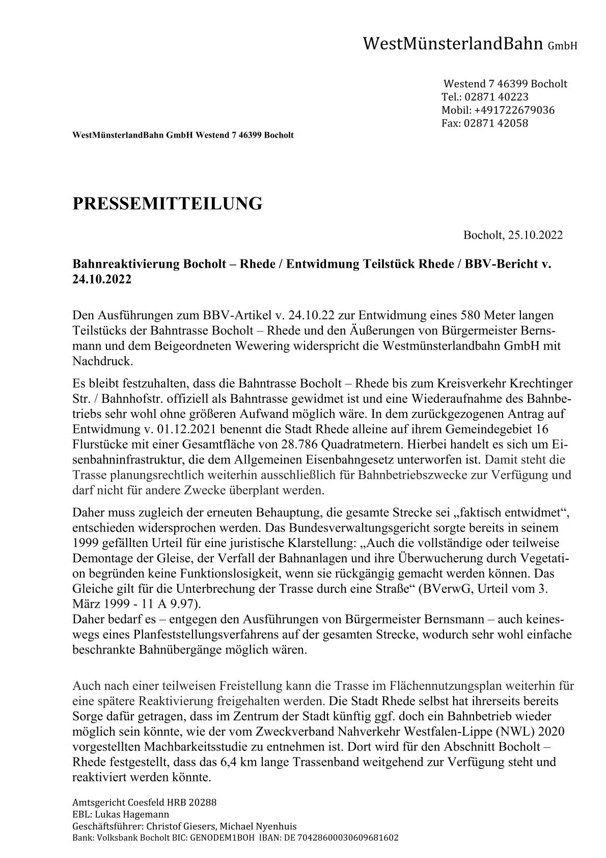 WMB-Pressemitteilung zum BBV-Artikel v. 24.10.2022 / Seite 1