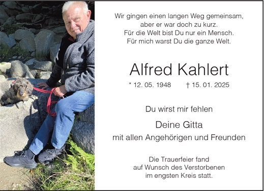 BBV 01.02.2025: Alfred Kahlert †15.01.2025