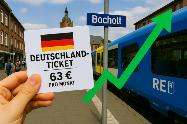 Das "Deutschlandticket 2026" - weiter auf Erfolgskurs und trotz Preissteigerung keine K&uuml;ndigungswelle. Hinweis: Quelle: KI-generieters Bild!