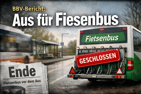 08-05-2026: BBV: "Fietsenbus im Kreis Borken eingestellt &ndash; Die Gr&uuml;nde." Bild: KI-generiert