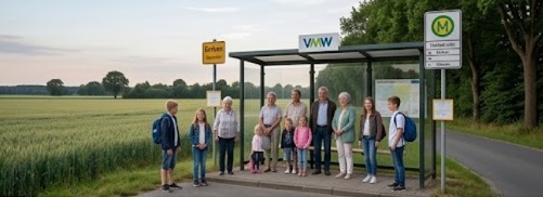 T&Uuml;V Mobility Studie 2026 - Dringender Nachholbedarf an alternativen &Ouml;PNV-Angeboten in l&auml;ndlichen Regionen. Busverkehre alleine l&ouml;sen nicht die Probleme! Quelle: KI-generiertes Bild.