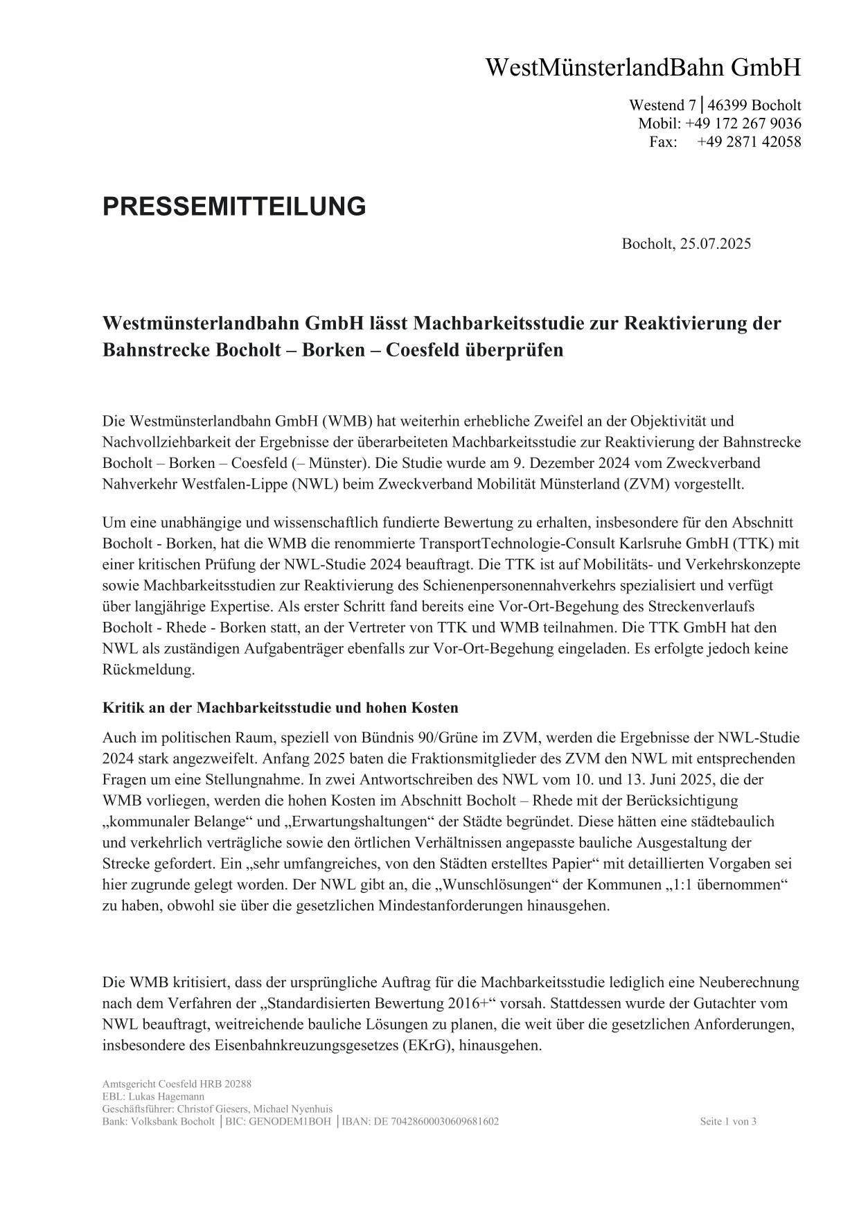 WMB-Pressemitteilung 25.07.2025 / Seite 1 v 3