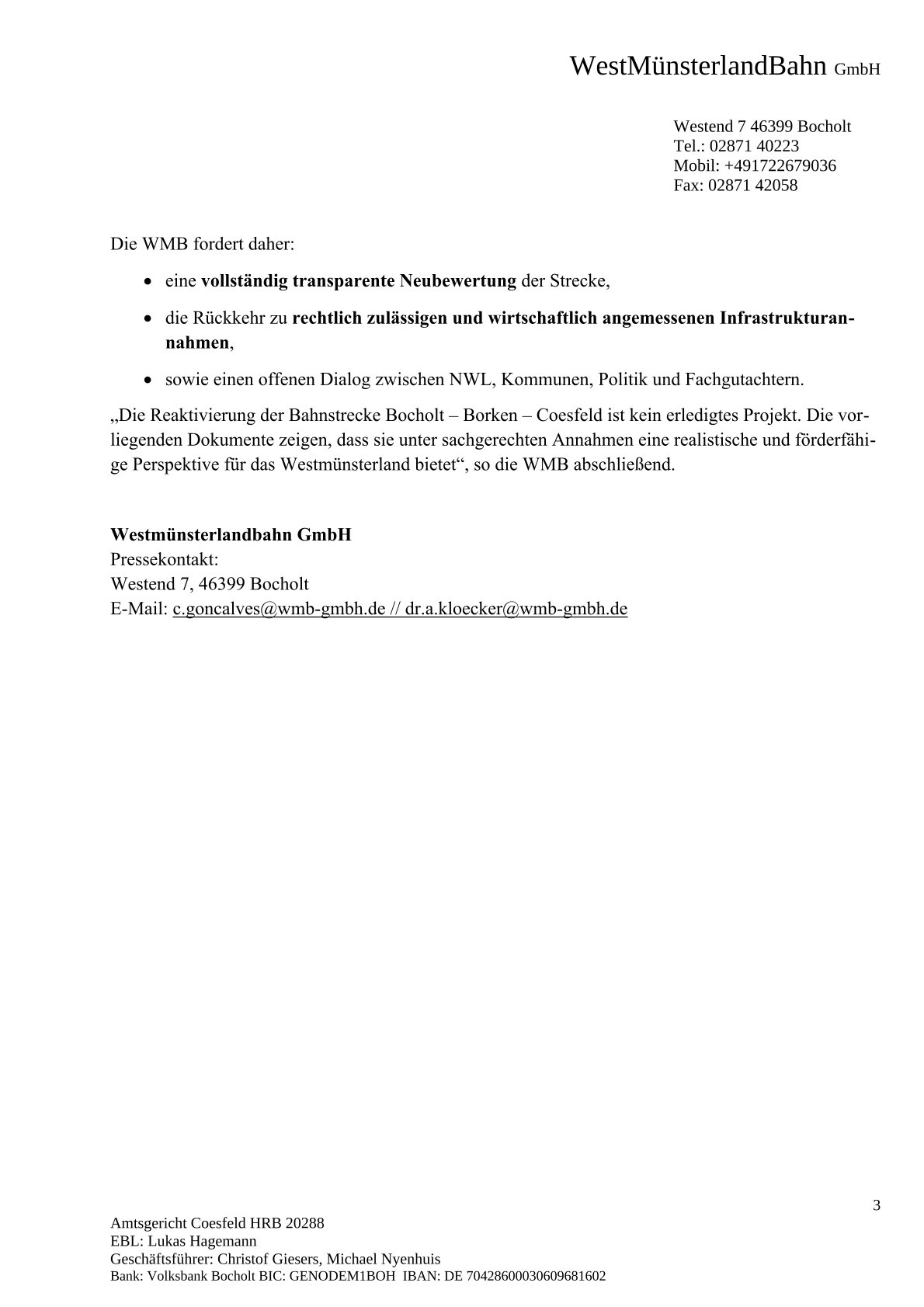 WMB-Pressemitteilung zu den unten stehenden NWL-Schreiben. Seite 3 v 3